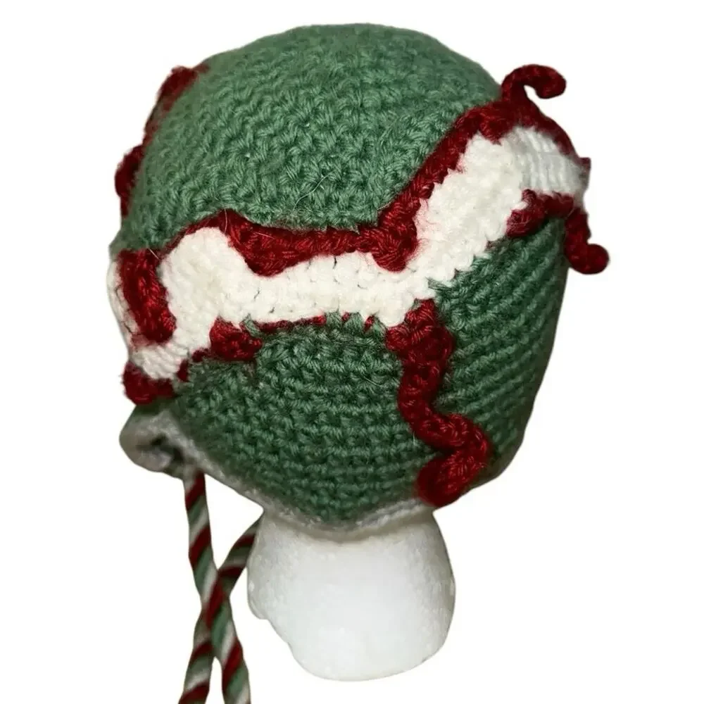 Laurel & Honey Crochet Zombie Beanie Earflap Hat Handmade Monster Cap